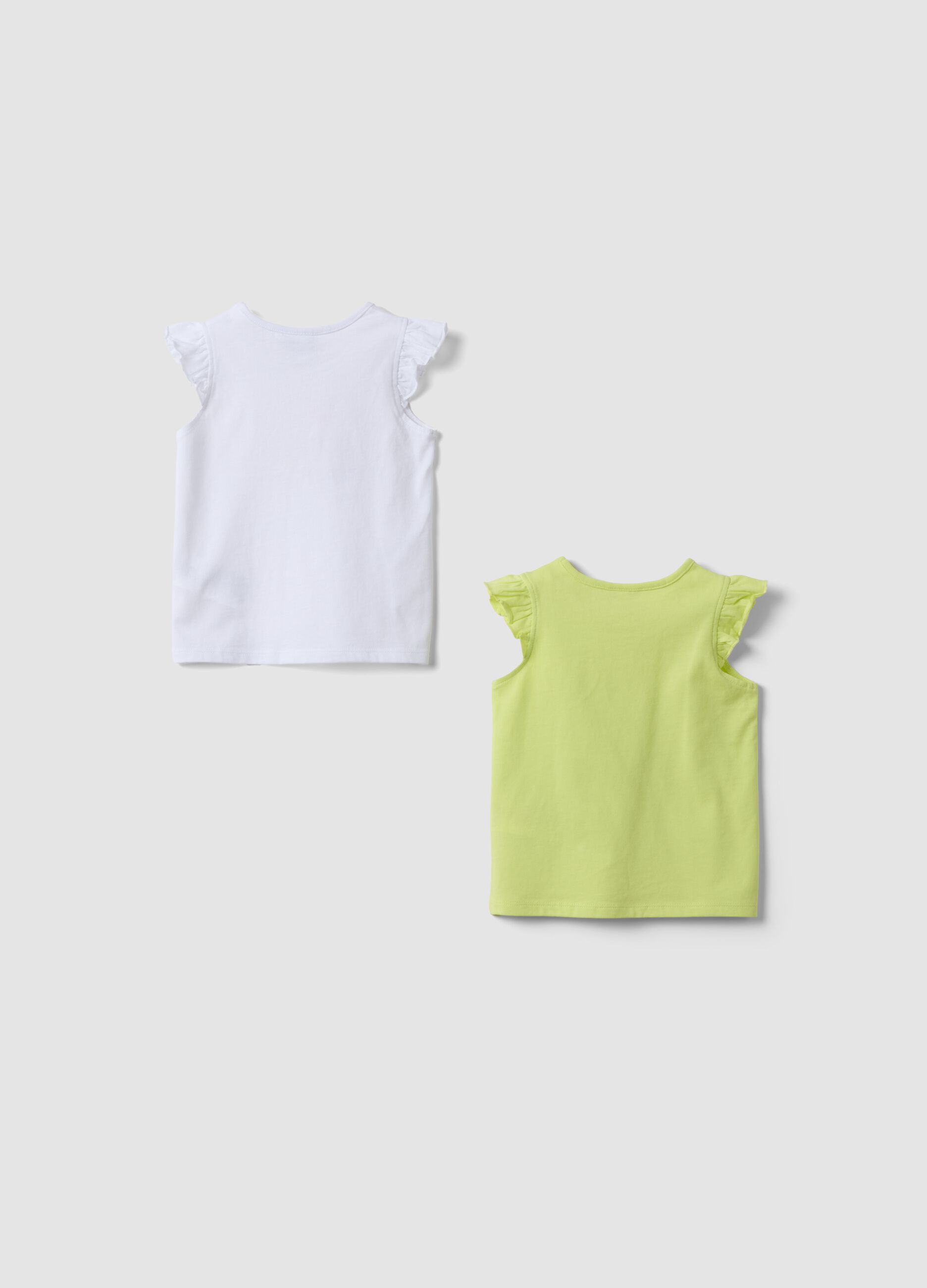 2-pack yellow pure cotton tank tops with ruffles