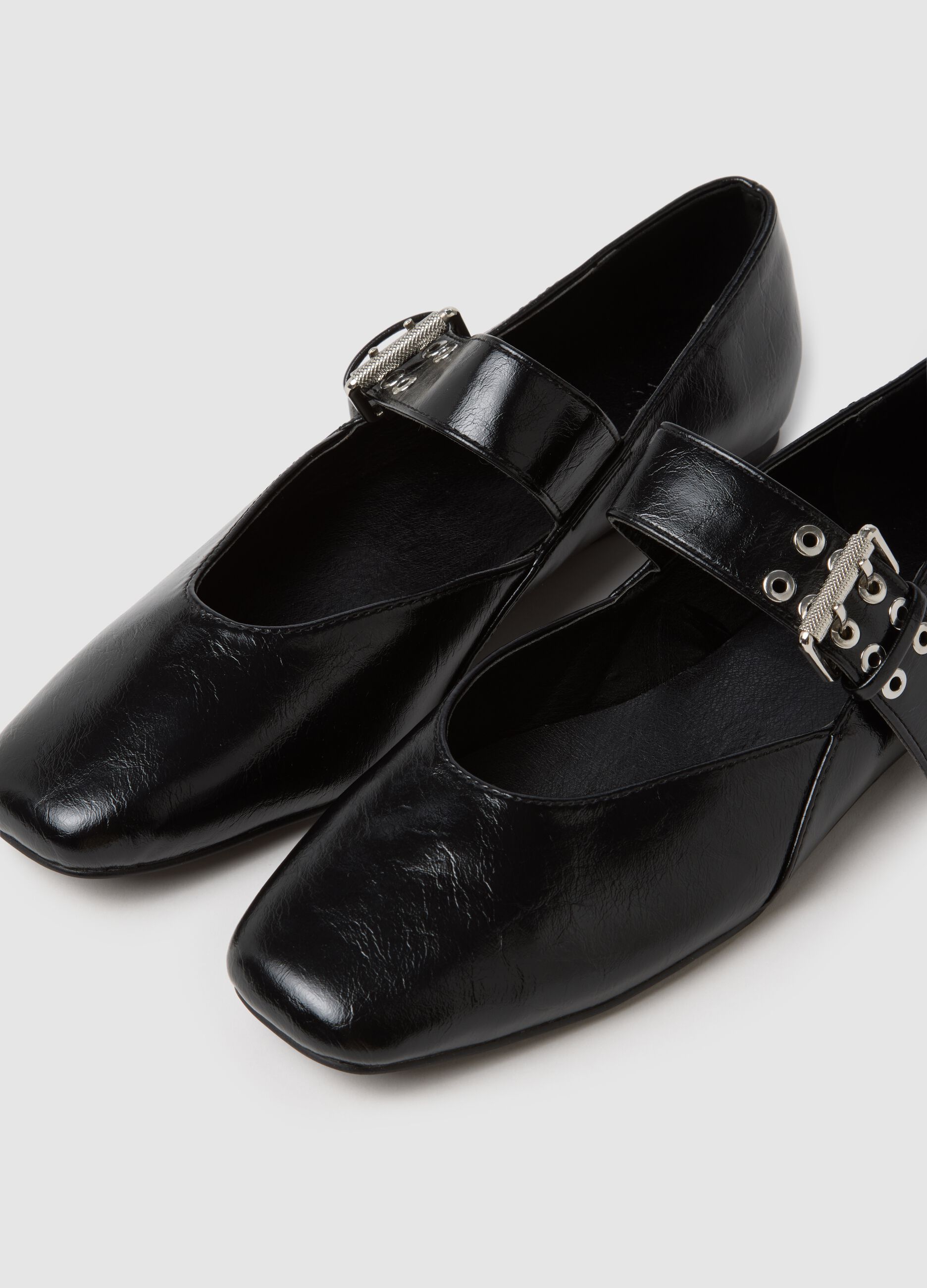 Black ballet flats with buckle