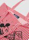 Red and white striped pure cotton tote bag with Mickey Mouse print_2