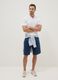 Blue denim Bermuda shorts in cotton blend, regular fit_0