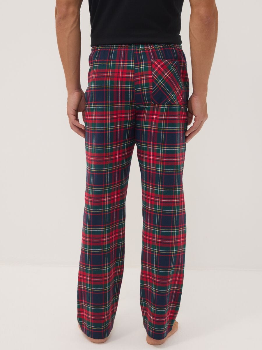 Pantaloni pigiama rossi in flanella di puro cotone organico a quadri_3