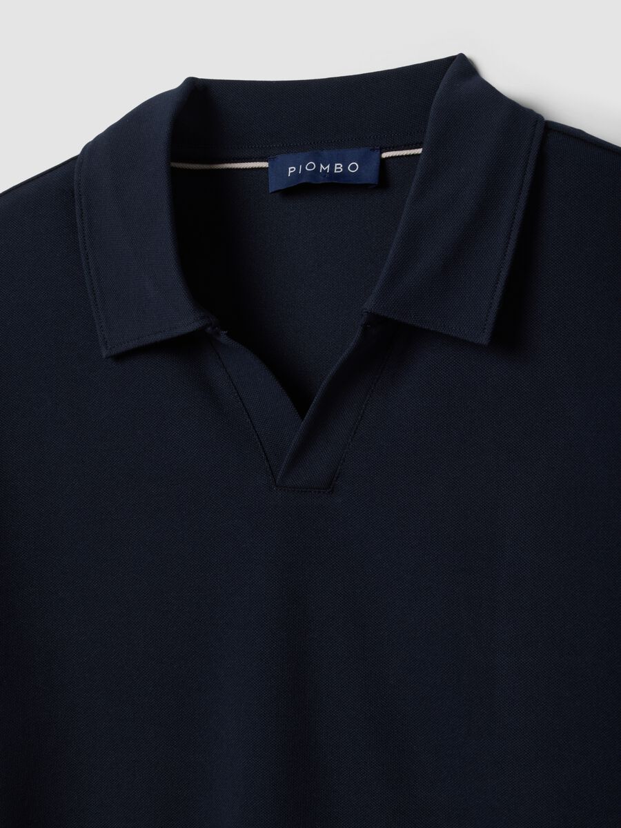 Polo blu in cotone elasticizzato 2 Way Stretch regular fit_1