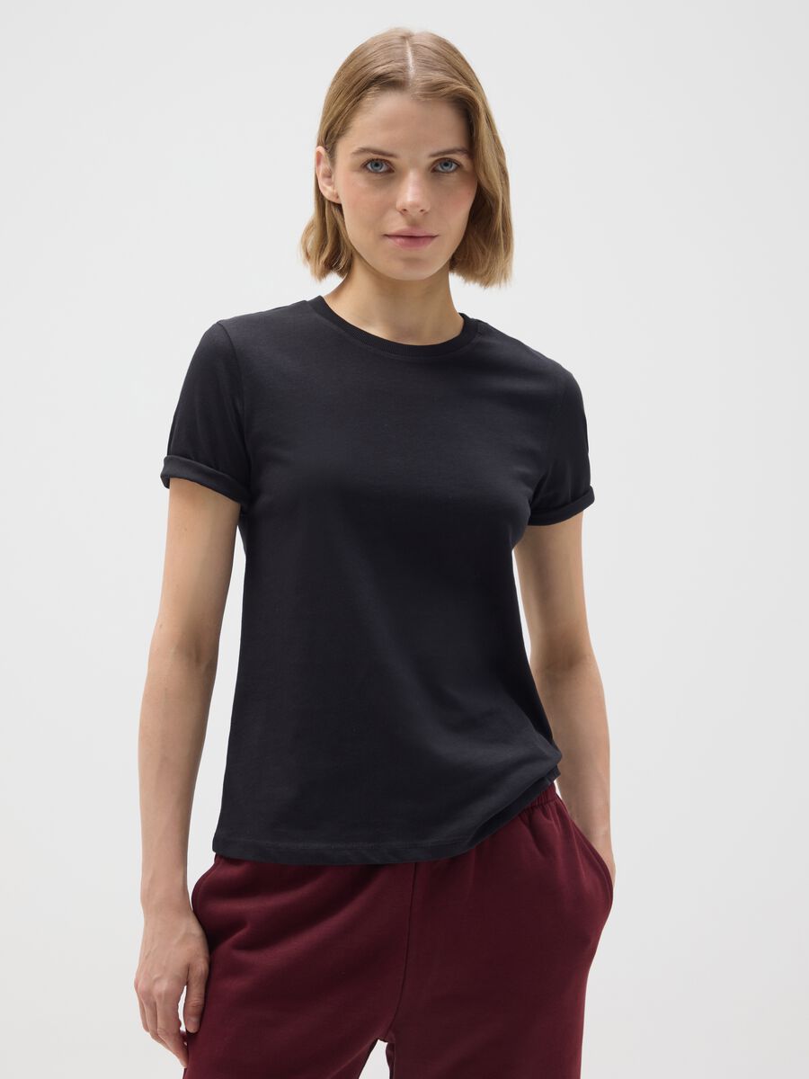 Black pure cotton t-shirt regular fit_0