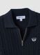 Navy viscose-blend fitted cardigan with polo collar_5