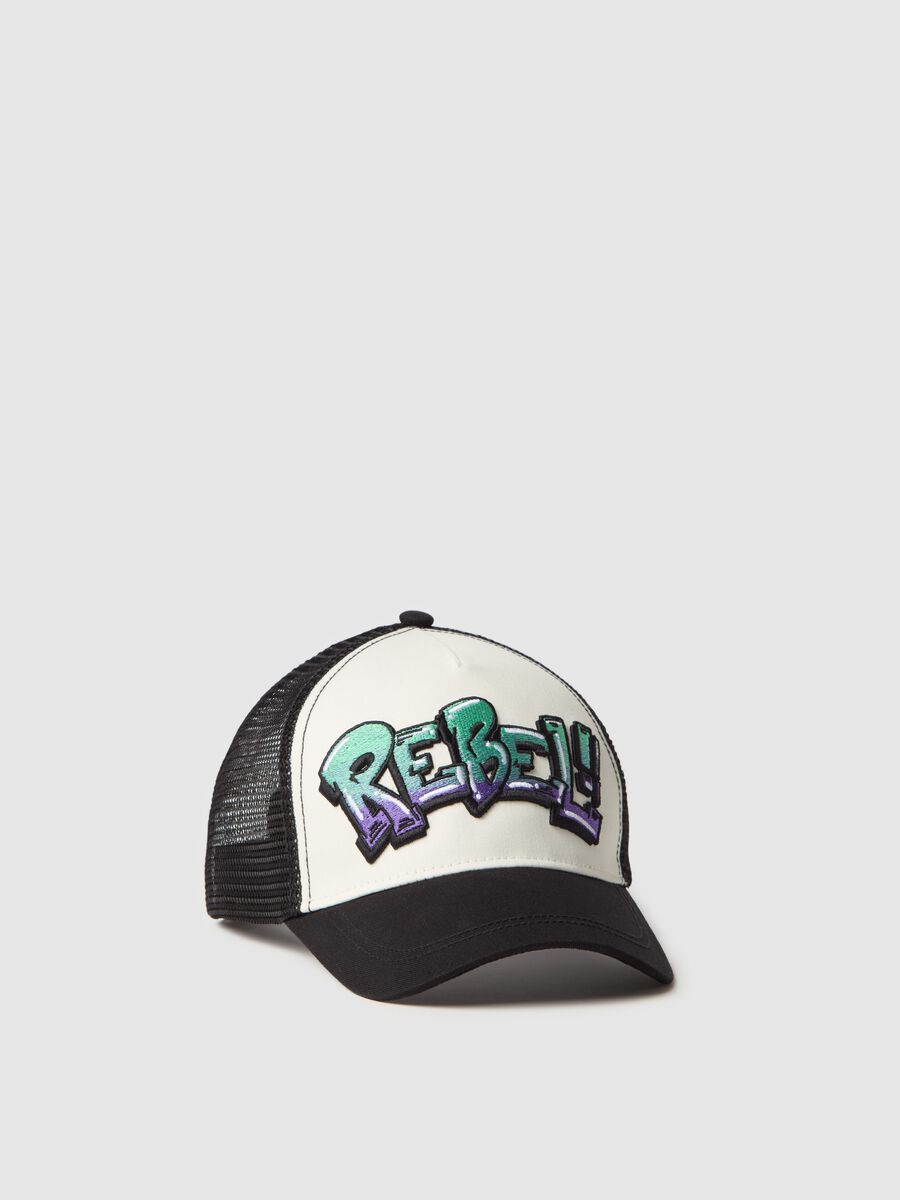 Baseball cap with "REBEL!" patch_0