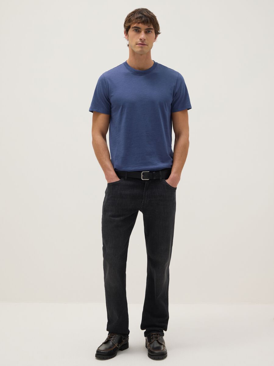 T-shirt in puro cotone blu regular fit_1