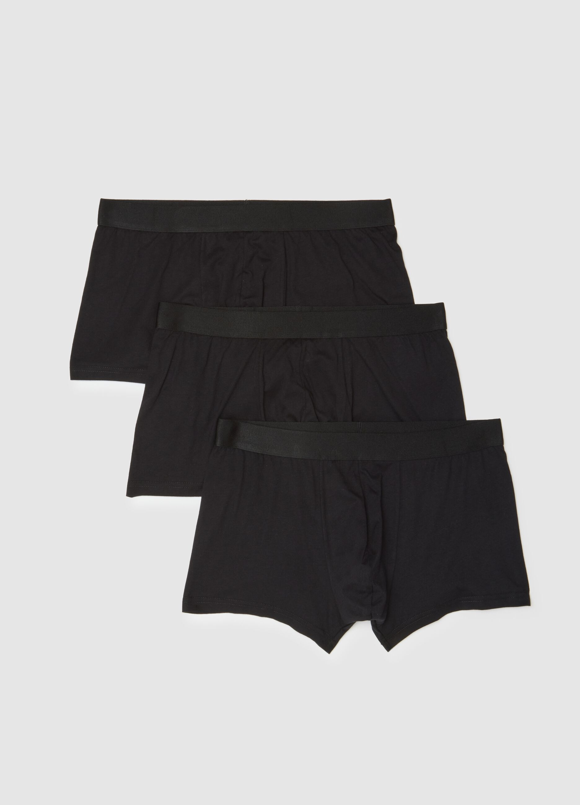 Set of three pure black cotton regular fit boxers