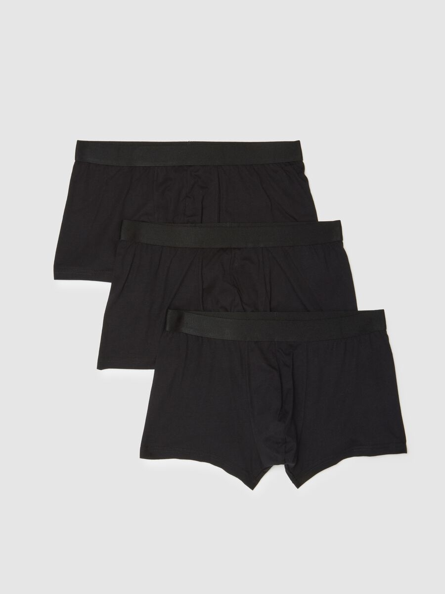 Set of three pure black cotton regular fit boxers_0