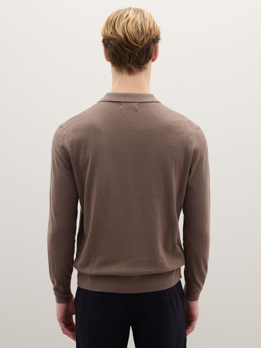 Polo in misto cotone marrone regular fit_4