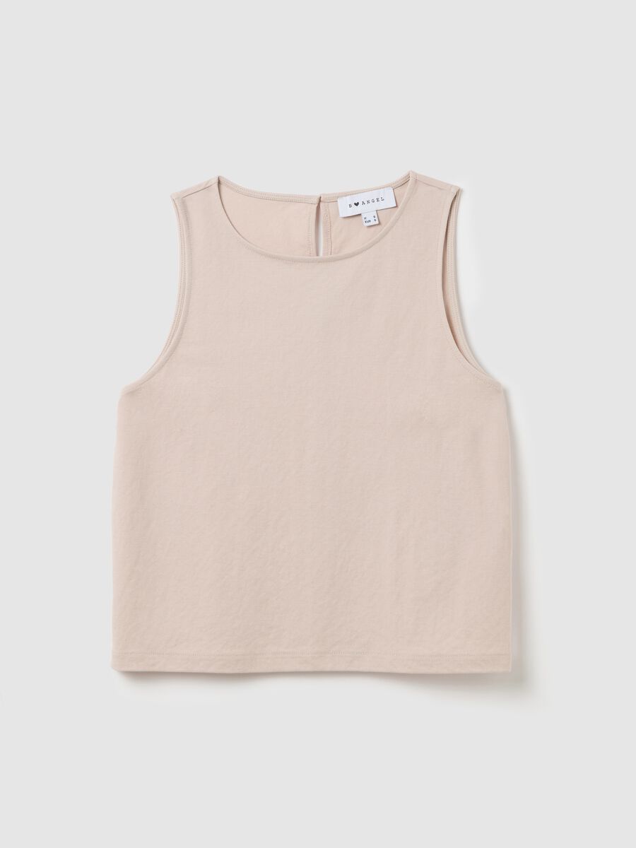 Women's cropped waist top in beige viscose blend with regular fit_4
