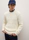 White regular fit jumper with cable pattern_3