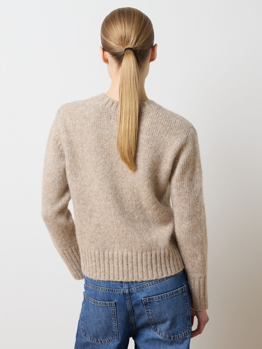 Beige oversized fit sweater with decorations_3