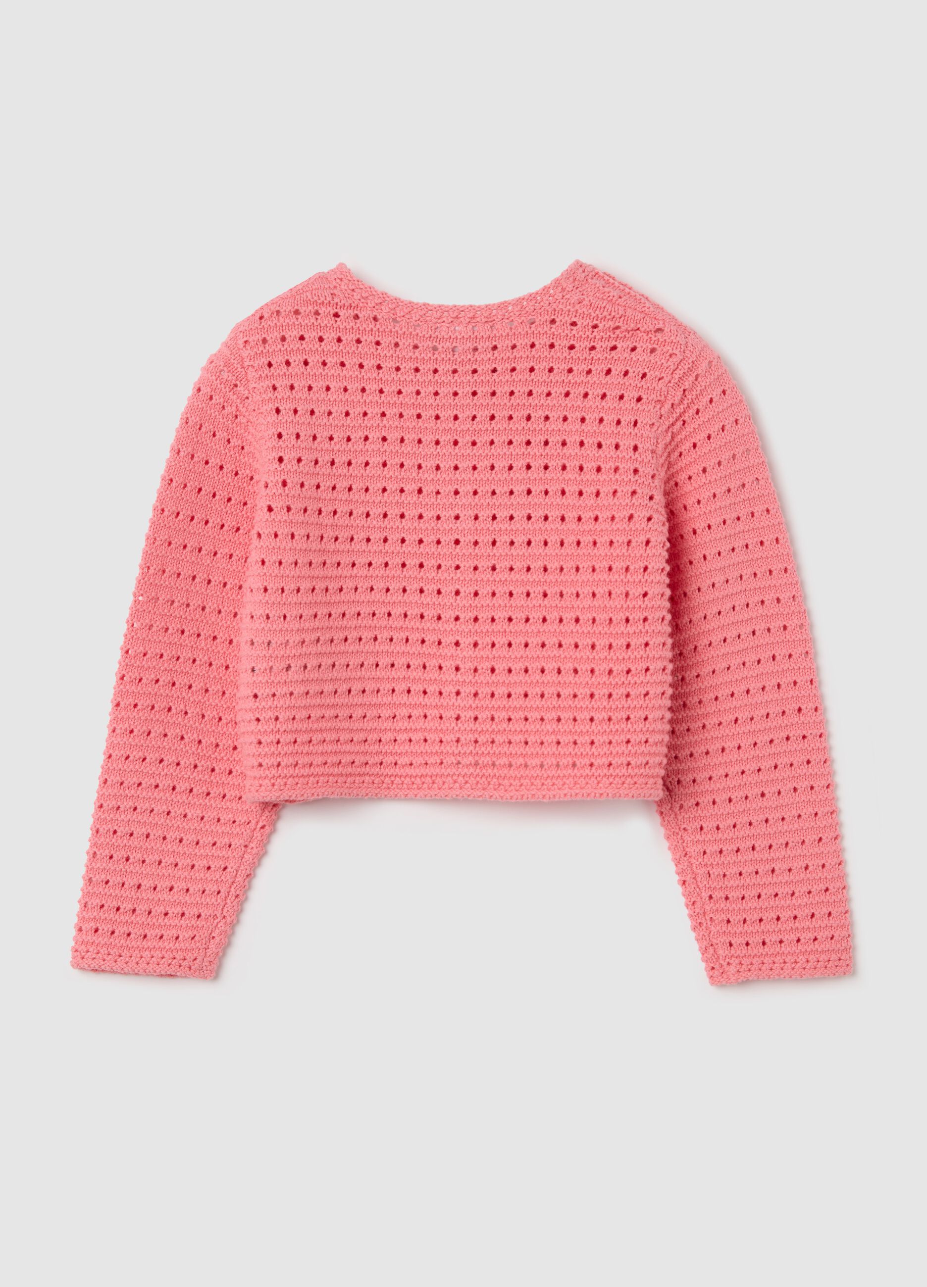 Pink cardigan in openwork cotton