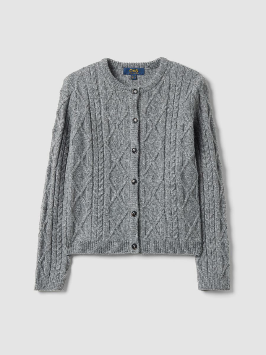 Grey cable-knit wool-blend cardigan_4