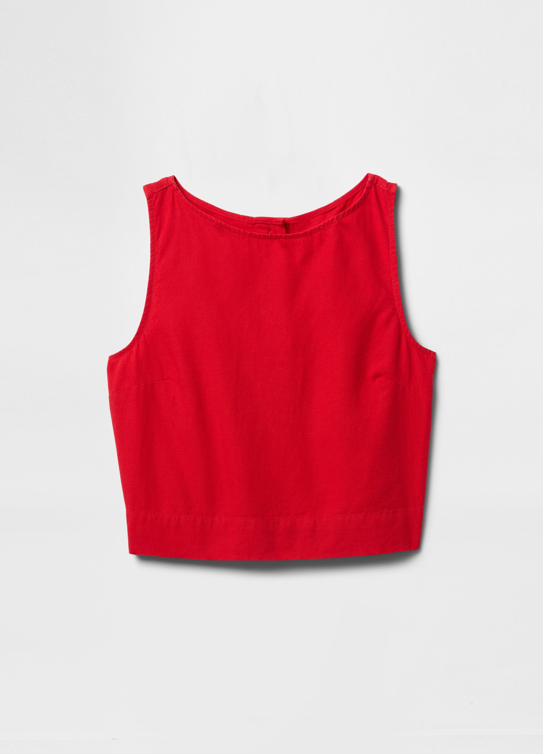 Red Linen and Viscose Tank Top