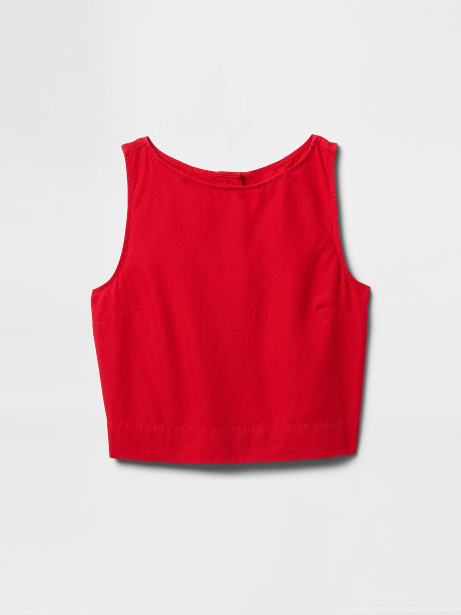 Red Linen and Viscose Tank Top_3