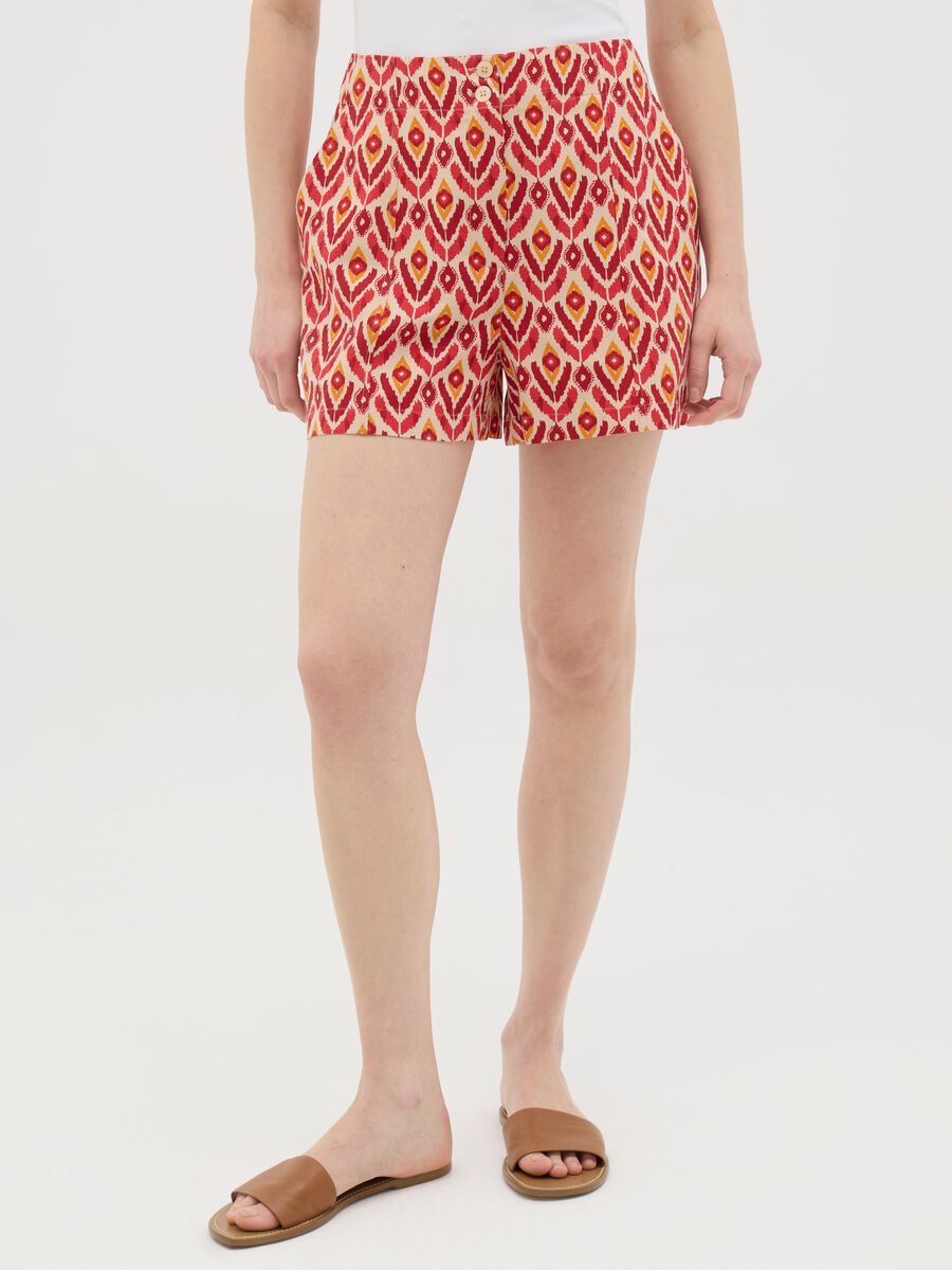 Women’s multicoloured regular-fit shorts in viscose, cotton and linen blend_1