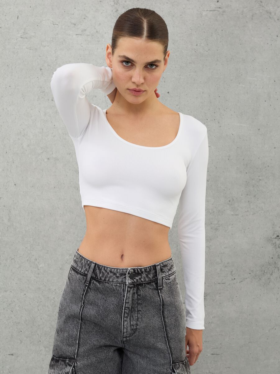 Cut Out Crop Long-sleeved White_2
