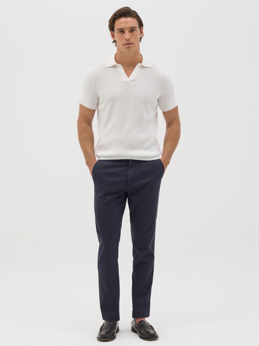 White polo shirt with jacquard weave_1