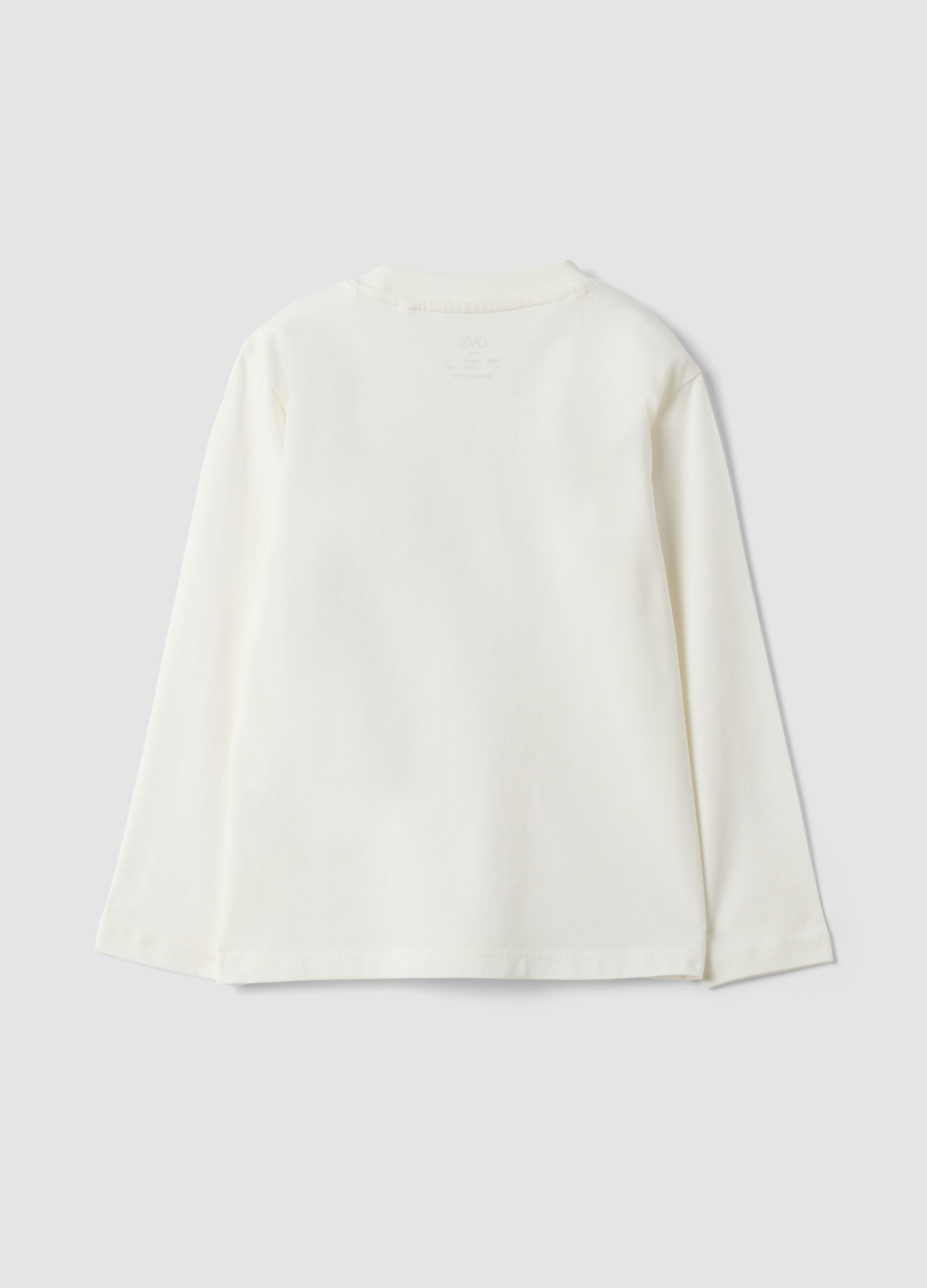 T-shirt bianca in puro cotone organico con stampa college per bambino