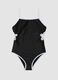 Black stretch one-piece swimsuit with contrasting trim_0