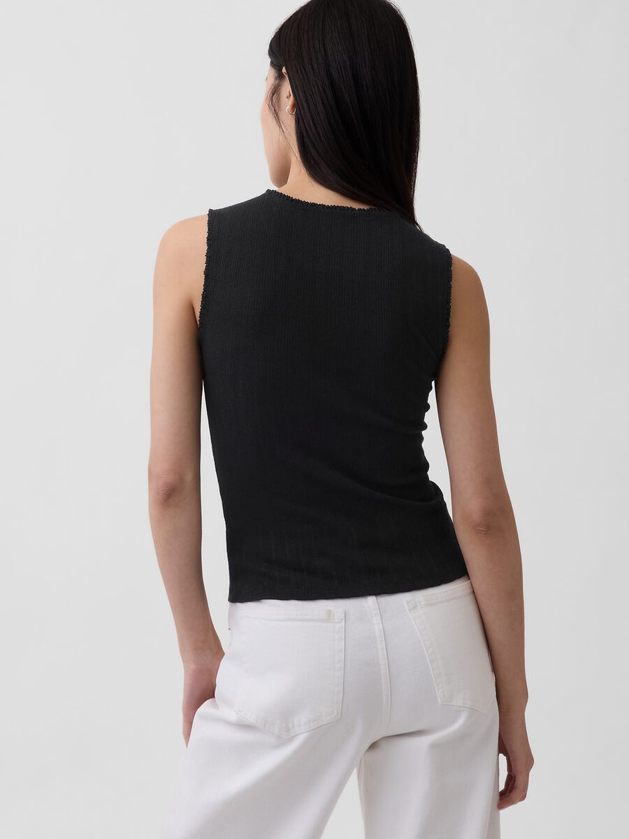 Tank top in misto cotone a costine_1
