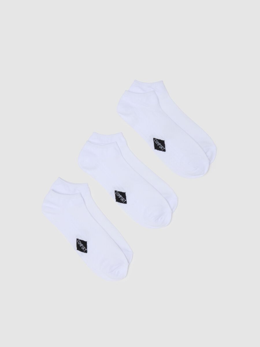 Tripack of men's short socks in white stretch cotton_0
