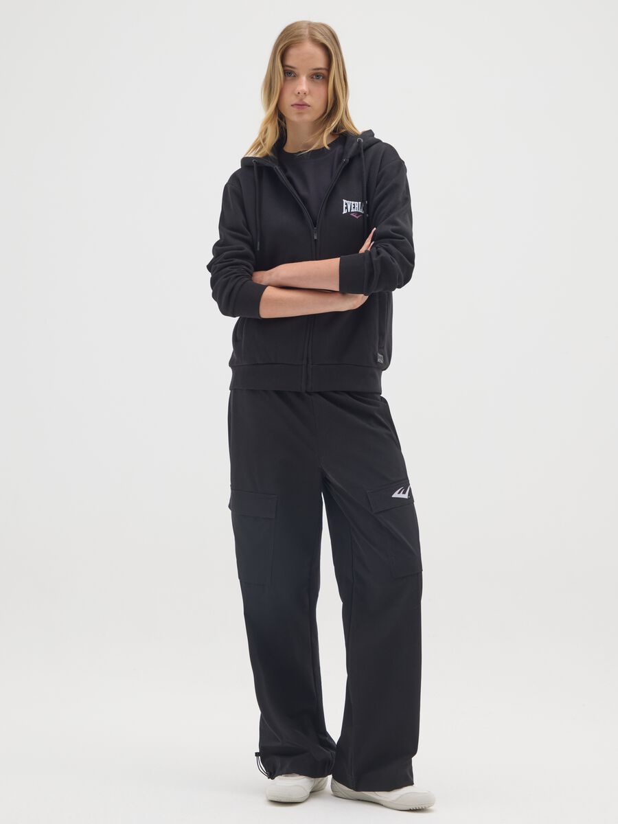Black regular fit cotton blend sweatshirt_1