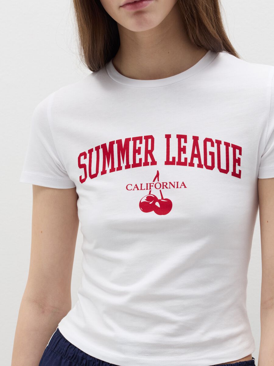 Crop T-shirt with lettering print_2