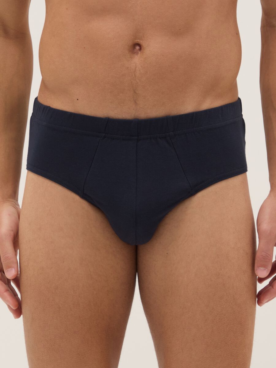Blue stretch cotton briefs with a snug fit_1