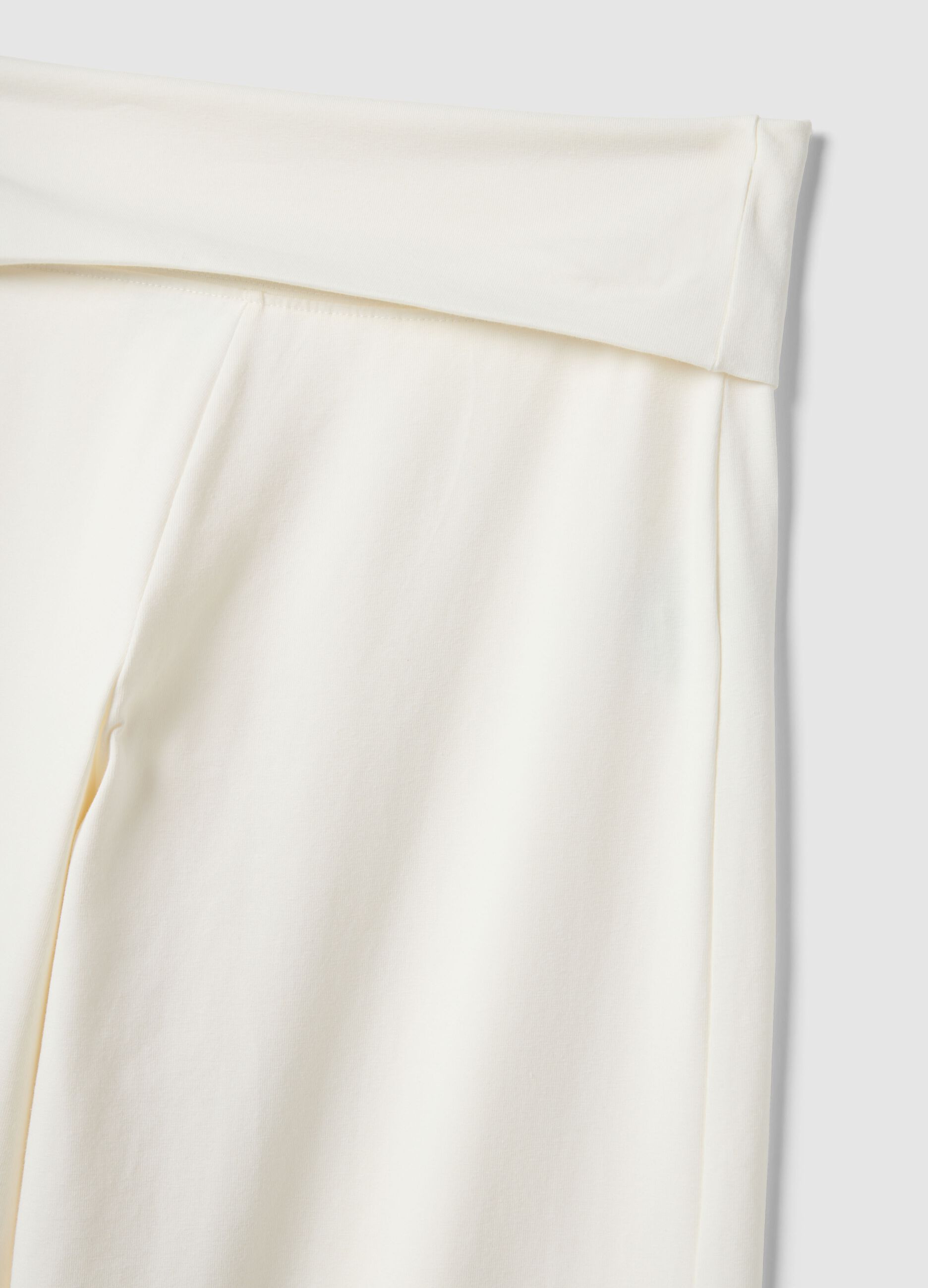 White wide leg stretch cotton jogger trousers