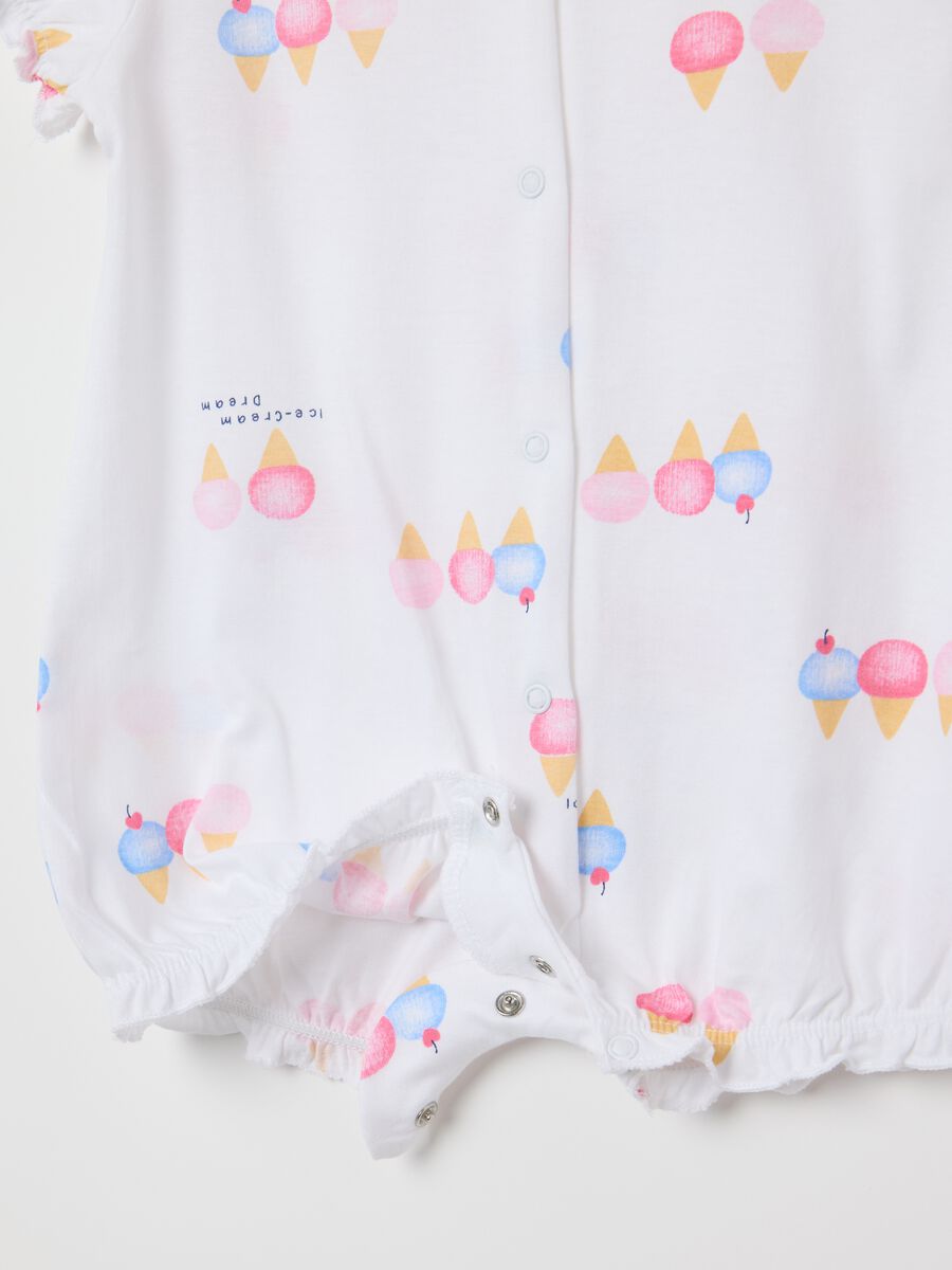 Cotton jersey baby girl rompers with ice cream pattern_2
