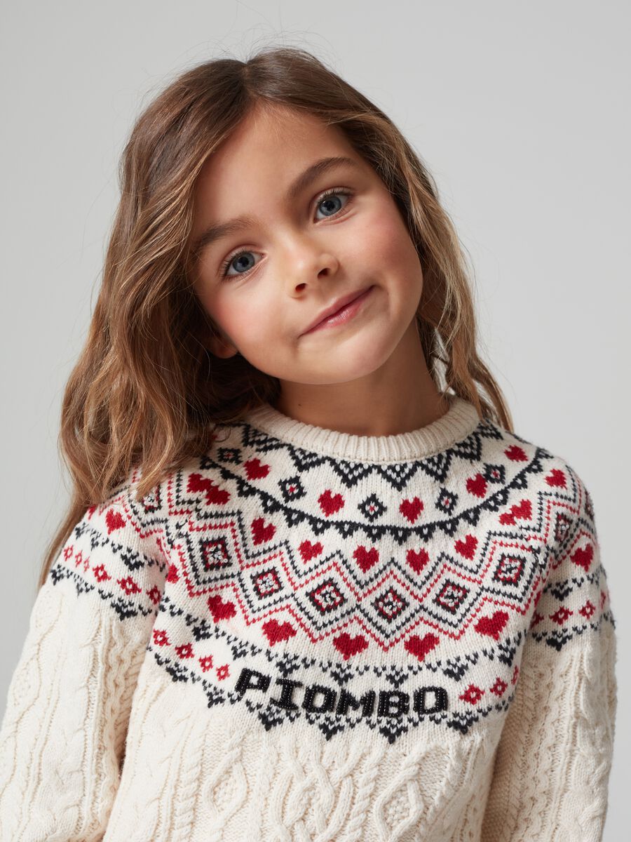 Pullover norvegese con trecce e perline _1