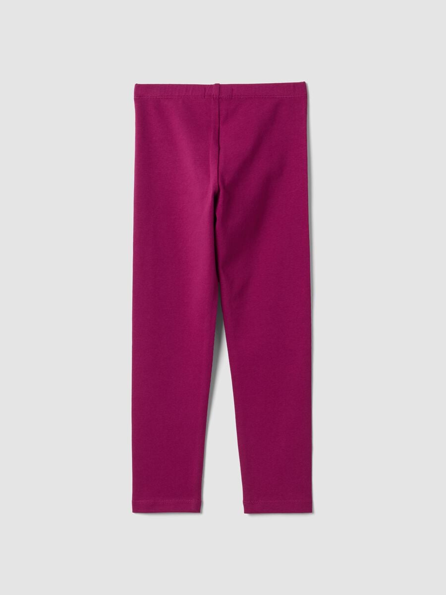 Leggings viola neri in cotone organico elasticizzato con stella per bambina_1