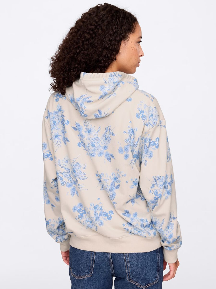 Beige floral sweatshirt with hood_1