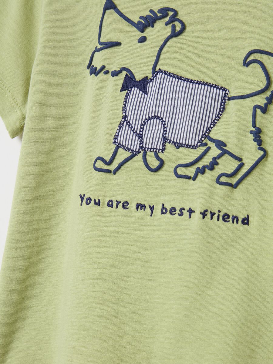 Cotton T-shirt with elegant puppy print_3