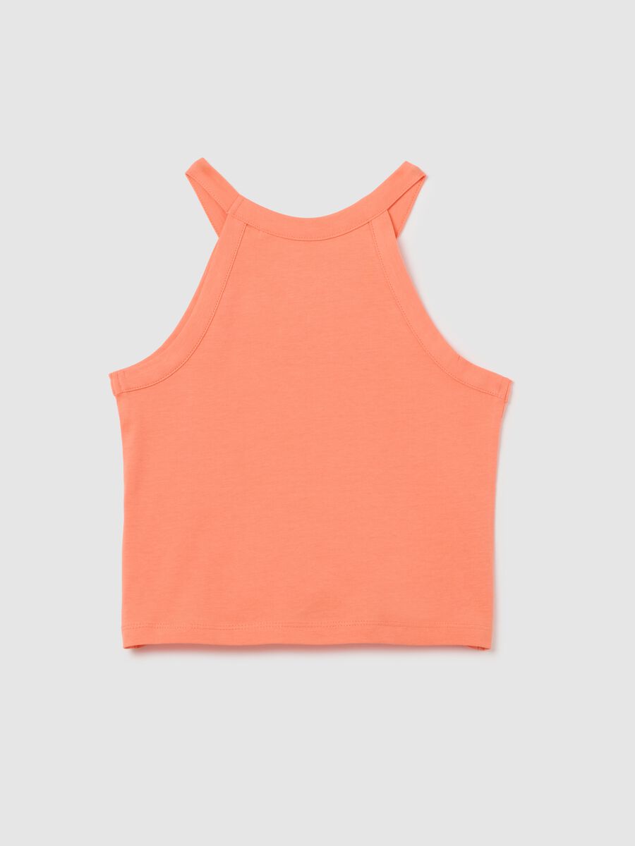 Top da ragazze in puro cotone arancione fitted con stampa_4