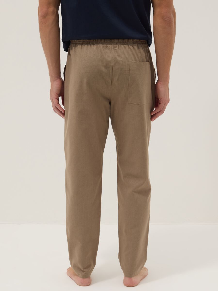 Beige cotton-linen blend pyjama trousers, relaxed fit_2