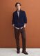 Cardigan blu con colletto in misto cotone_1