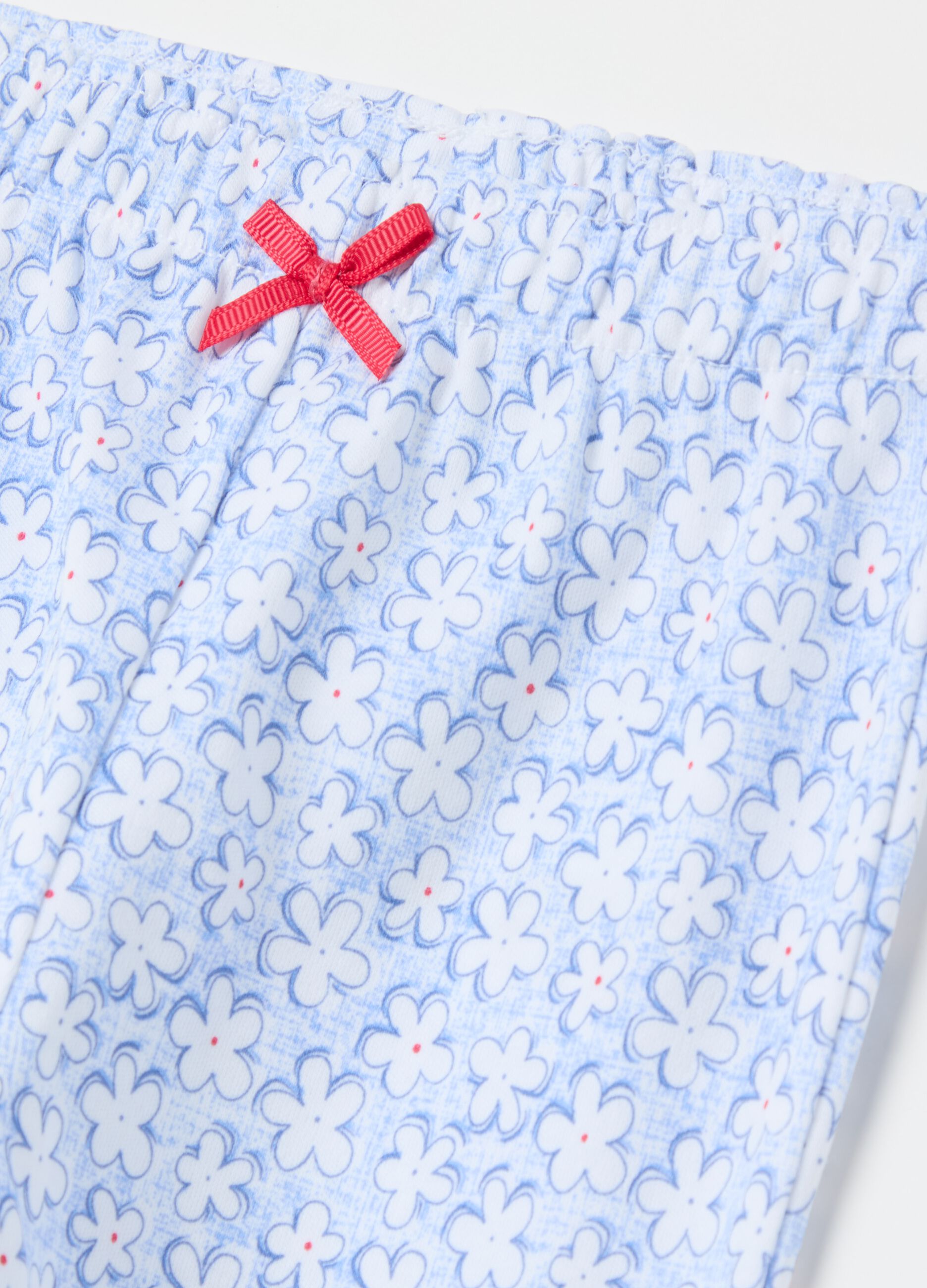 Leggings with bow and small flowers print