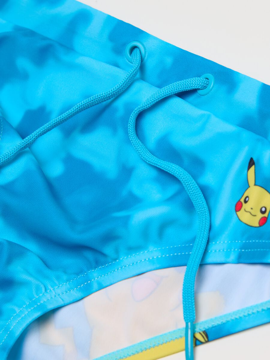 Boys’ light blue swim briefs in stretch fabric with Pikachu print_3