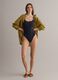 Costume intero nero in tessuto elasticizzato con spalline sottili_0