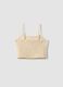 Top corto in misto lino e cotone beige da ragazza slim fit_4