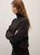 Black High Neck Sweater in Mixed Materials_3