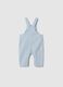 Striped blue cotton blend dungarees for newborns with regular fit_1
