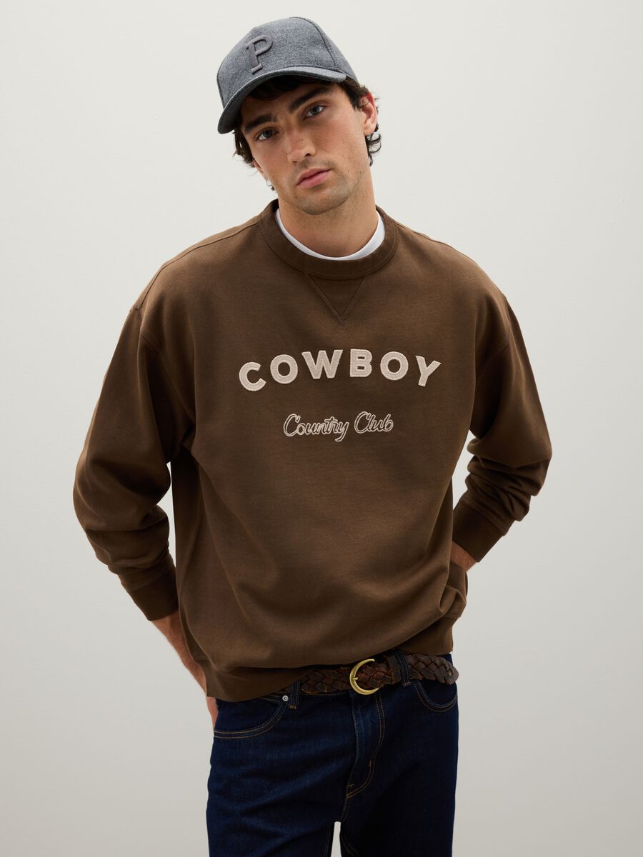 Brown pure cotton sweatshirt regular fit_0