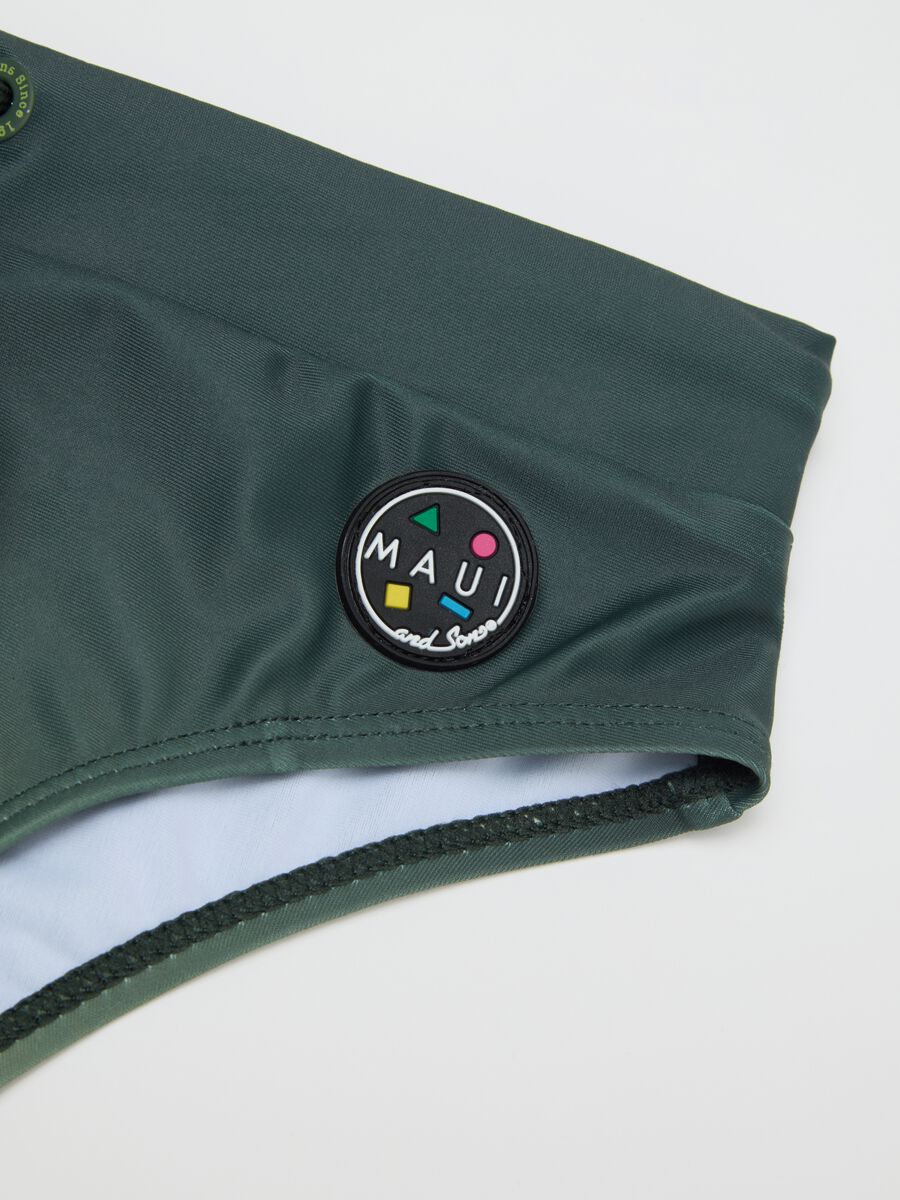 Boys' green stretch fabric briefs with logo_3