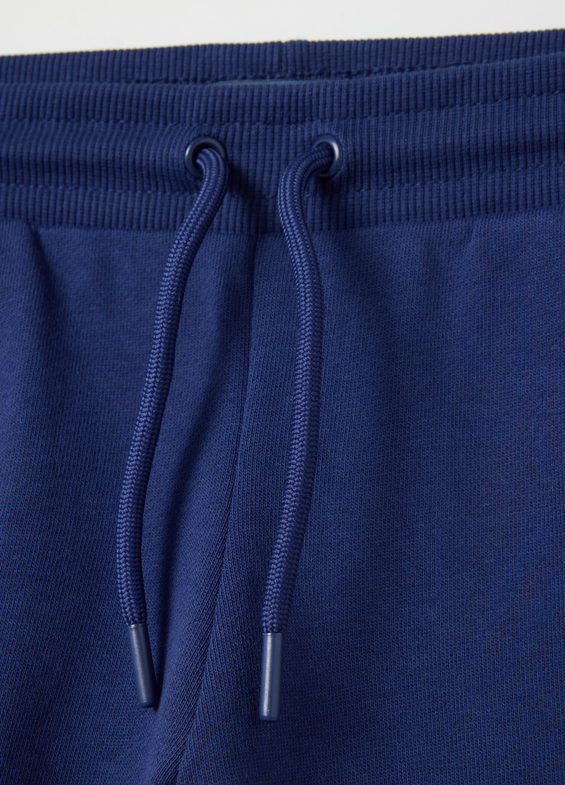 Blue French terry shorts with drawstring
