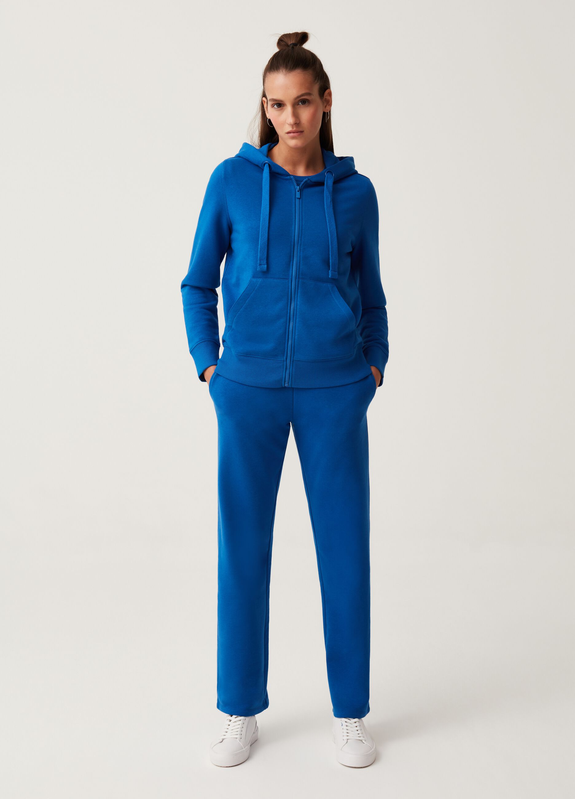 Fitness wide-leg joggers in fleece with drawstring
