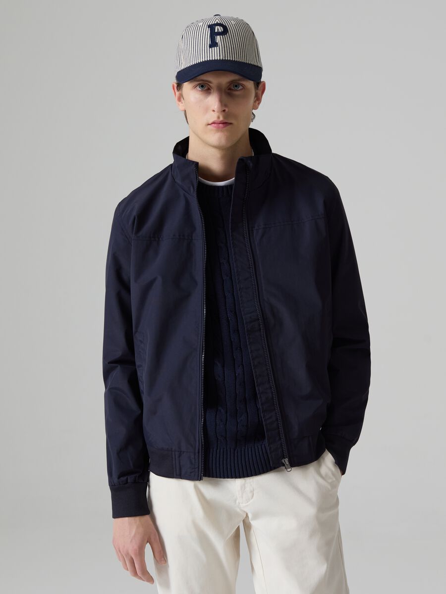 Full-zip bomber jacket with high neck_0